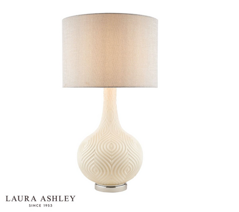 Laura Ashley Grace Table Lamp Patterned Glass with Shade