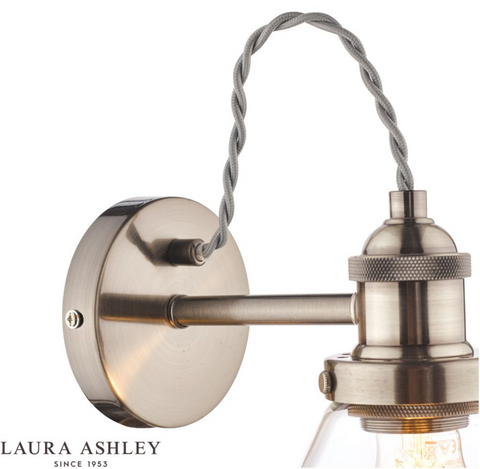 Laura Ashley Isaac Wall Light Satin Nickel Glass