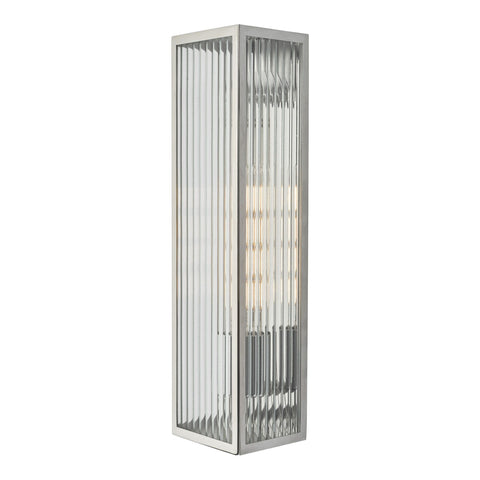 Keegan Large Bathroom Wall Light Polished Stainless Steel Glass IP44