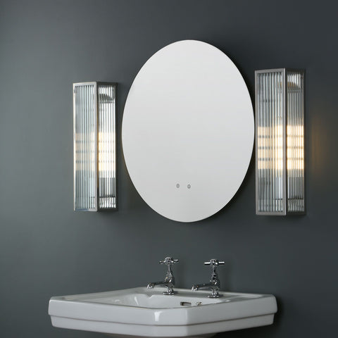 Keegan Large Bathroom Wall Light Polished Stainless Steel Glass IP44