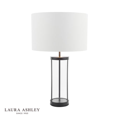 Laura Ashley Harrington Large Table Lamp Matt Black and Glass With Shade