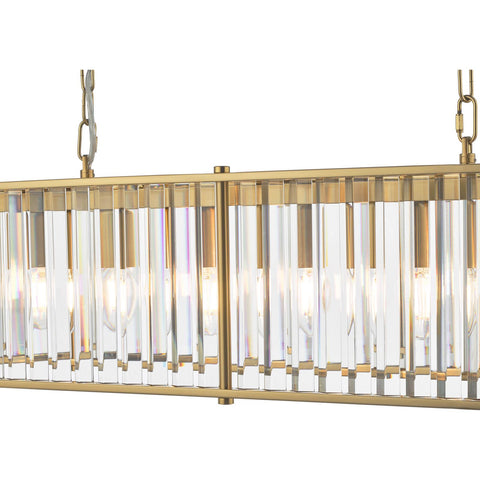 Kiran 7 Light Bar Pendant Natural Brass and Crystal