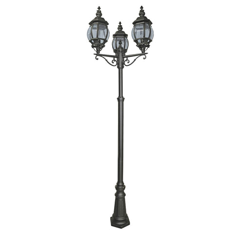 BEL AIRE OUTDOOR POST LAMP 3 LIGHT BLACK