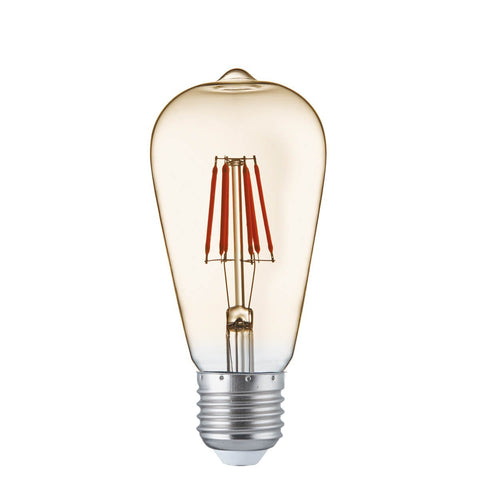 Pack of 8 LED 6 Watt Squirrel E27 Amber Glass Filament Lamps