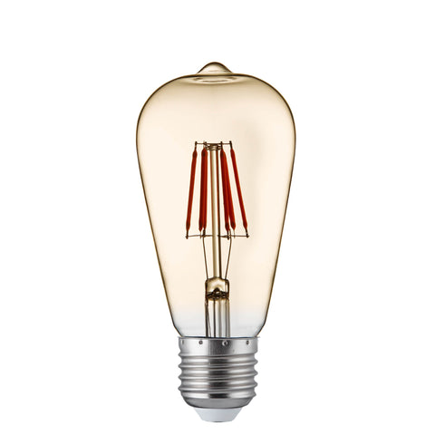 SQUIRREL E27 DIMMABLE AMBER GLASS FILAMENT LED LAMPS, 6W, 600LM