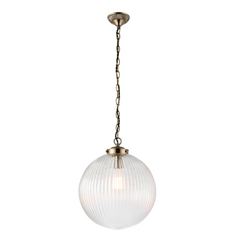 Brydon Large Pendant - Clear Ribbed Glass