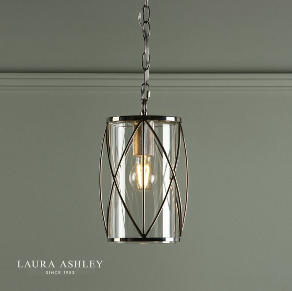 Laura Ashley Beckworth Polished Nickel & Glass Lantern