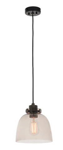 Black chrome with tinted glass single pendant