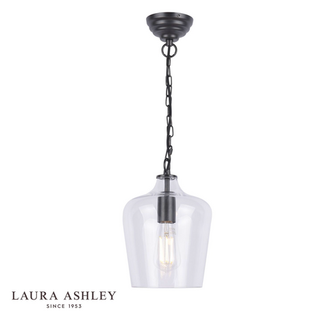 Laura Ashley Ockley Bottle Pendant Glass & Matt Black