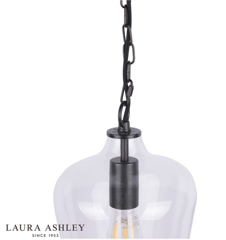 Laura Ashley Ockley Bottle Pendant Glass & Matt Black