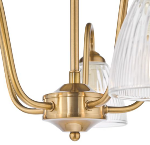 Glynis 5 Light Semi-Flush Antique Bronze and Ribbed Glass.  