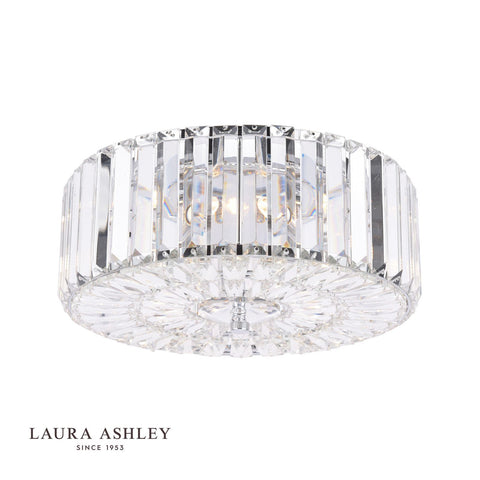 Laura Ashley Fernhurst 3 Light Flush Crystal and Polished Chrome