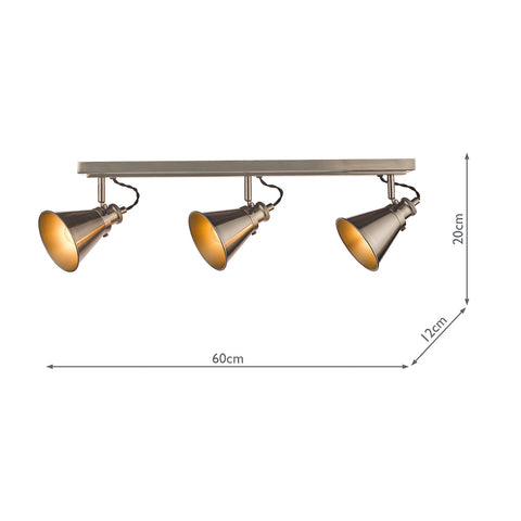 Laura Ashley Rufus 3 Light Bar Spotlight Industrial Nickel