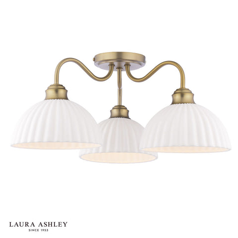 Laura Ashley Durford Pendant Matt Antique Brass and White Ceramic