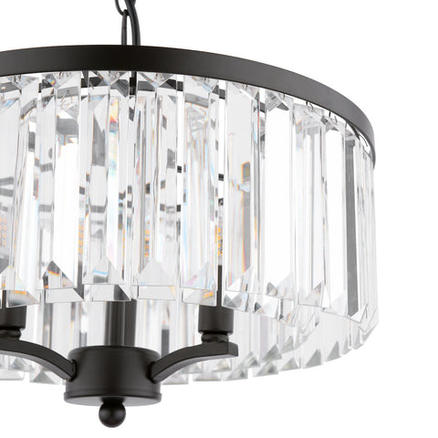 Laura Ashley Elkwood 3 Light Semi-Flush Crystal and Black