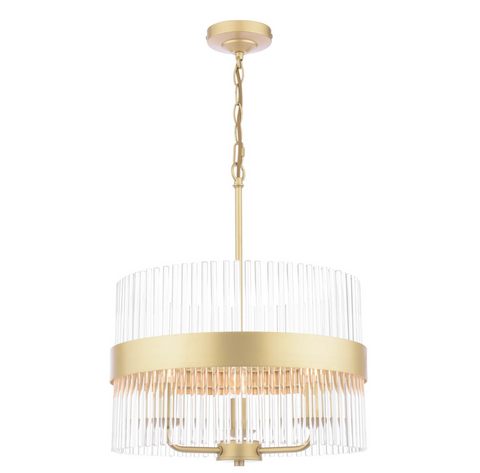 Laura Ashley Alexa 3 Light Pendant Glass and Matt Antique Brass