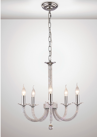 5 Light Elena Chrome & Crystal Chandelier