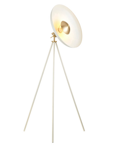 Warm White Coned Floor Lamp with Brushed Brass Plate