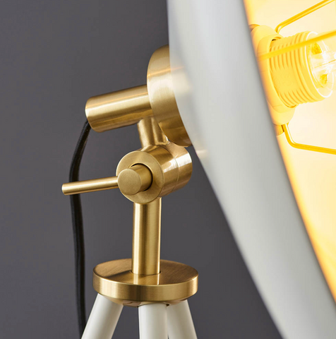 Warm White Coned Floor Lamp with Brushed Brass Plate