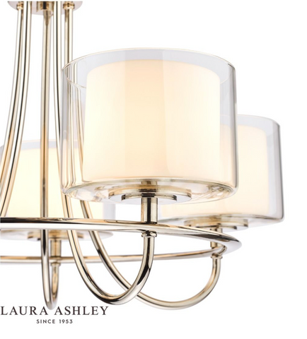 Laura Ashley Southwell 5lt Chandelier Polished Nickel & Glass Shades