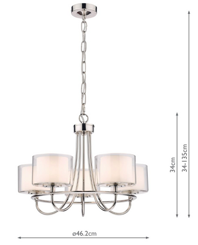 Laura Ashley Southwell 5lt Chandelier Polished Nickel & Glass Shades