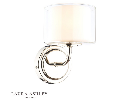 Laura Ashley Southwell Wall Light Polished Nickel & Glass Shade