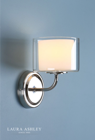 Laura Ashley Southwell Wall Light Polished Nickel & Glass Shade