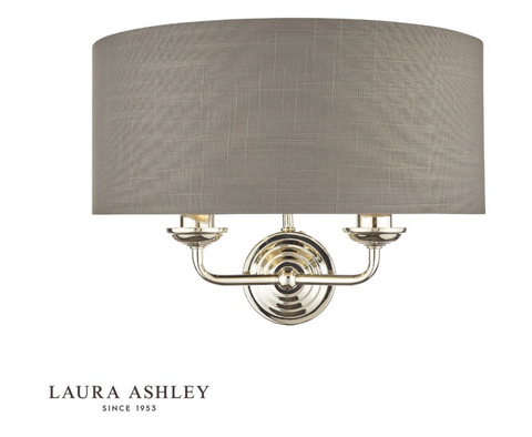 Laura Ashley Sorrento 2lt Wall Light Polished Nickel With Charcoal Shade