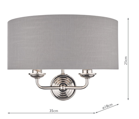 Laura Ashley Sorrento 2lt Wall Light Polished Nickel With Charcoal Shade