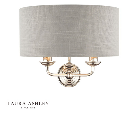 Laura Ashley Sorrento 2lt Wall Light Polished Nickel With Silver Shade