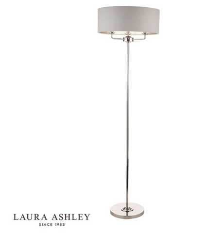 Laura Ashley Sorrento 3lt floor Lamp Polished Nickel With Silver Shade