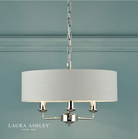 Laura Ashley Sorrento 3lt Pendant Polished Nickel With Silver Shade