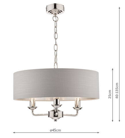 Laura Ashley Sorrento 3lt Pendant Polished Nickel With Silver Shade