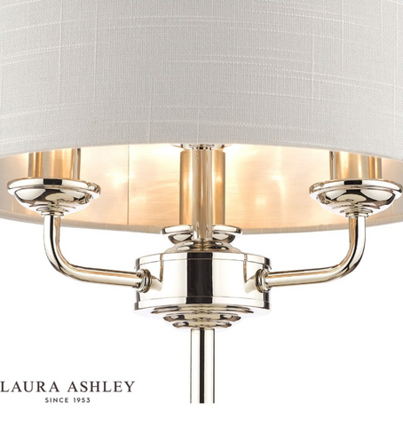 Laura Ashley Sorrento 3lt Table Lamp Polished Nickel With Silver Shade