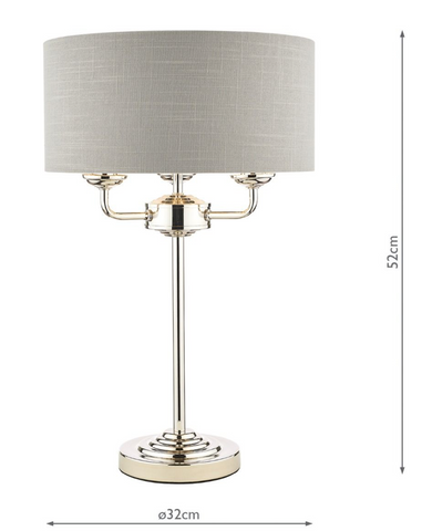 Laura Ashley Sorrento 3lt Table Lamp Polished Nickel With Silver Shade