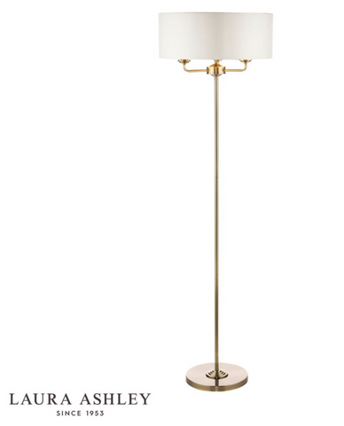 Laura Ashley Sorrento 3lt Floor Lamp Antique Brass With Ivory Shade