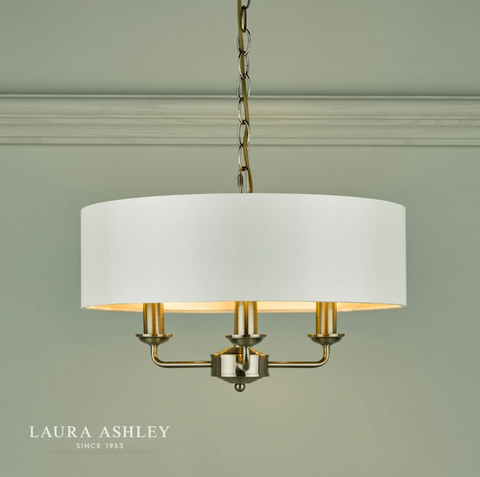 Laura Ashley Sorrento 3lt Pendant Antique Brass With Ivory Shade