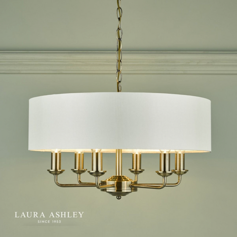 Laura Ashley Sorrento 6lt Pendant Antique Brass With Ivory Shade