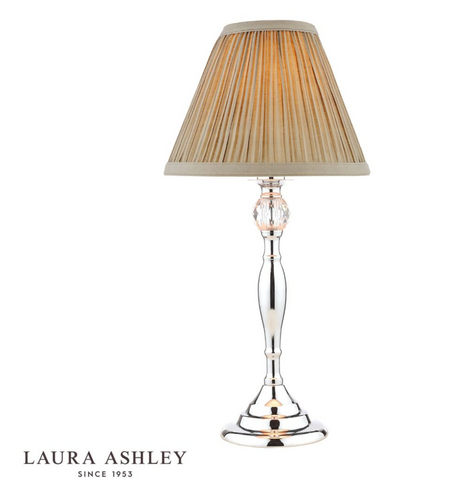 Laura Ashley Ellis Table Lamp Polished Chrome With Grey Shade