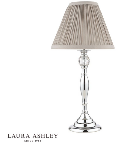 Laura Ashley Ellis Table Lamp Polished Chrome With Grey Shade