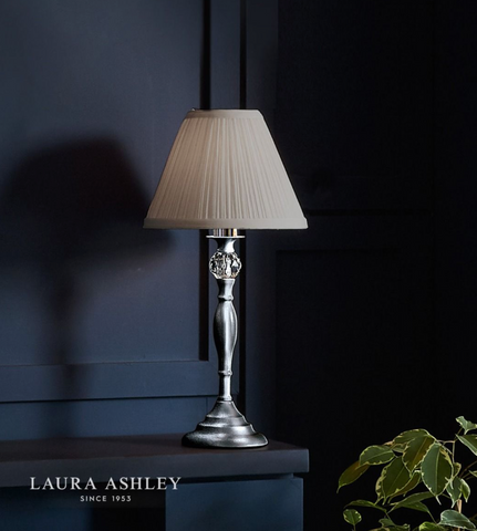 Laura Ashley Ellis Table Lamp Polished Chrome With Grey Shade