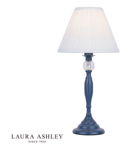 Laura Ashley Ellis Table Lamp Matt Blue & Crystal With Shade