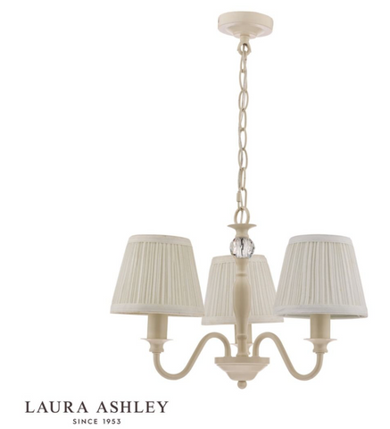 Laura Ashley Ellis 3lt Pendant Ivory With Shades