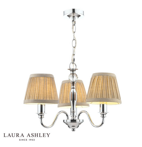 Laura Ashley Ellis 3lt Pendant Polished Chrome With Shades