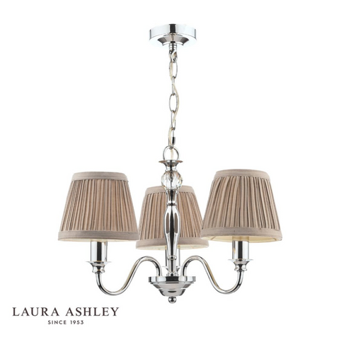 Laura Ashley Ellis 3lt Pendant Polished Chrome With Shades