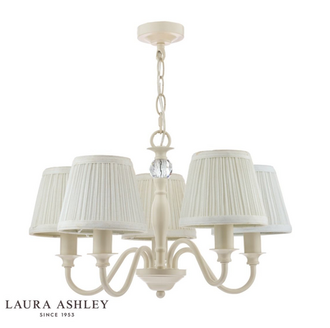 Laura Ashley Ellis 5lt Pendant Ivory With Shades