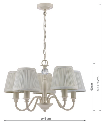 Laura Ashley Ellis 5lt Pendant Ivory With Shades