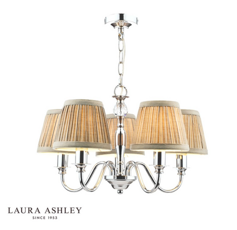 Laura Ashley Ellis 5lt Pendant Polished Chrome With Shades