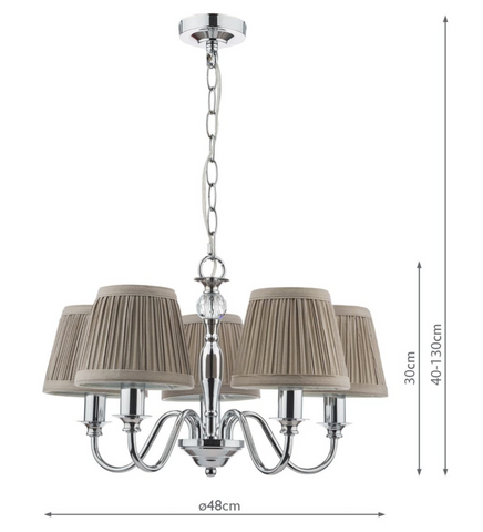 Laura Ashley Ellis 5lt Pendant Polished Chrome With Shades