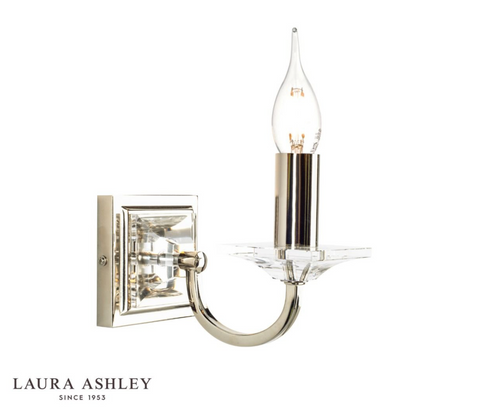 Laura Ashley Carson Wall Light Polished Nickel Glass